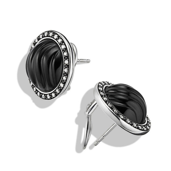DAVID YURMAN Black Onyx Diamond Button Earrings - Picture 2 of 7